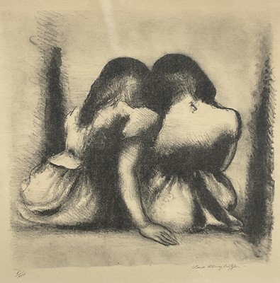 Lot 232 - Clara Klinghoffer (1900-70) lithograph, Girls Reading, 34.5cm x 34cm, limited edition number 8/XVII, circa 1955, in glaze frame.framed works