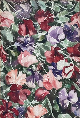 Lot 229 - Evangeline Dickson(1922-2004) Watercolour, Sweet Peas: Impressions from a Suffolk Garden, watercolour, 21cm x 14cm, in glaze frame.