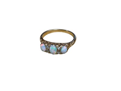 Lot 49 - Late Victorian opal and diamond ring in gold setting
