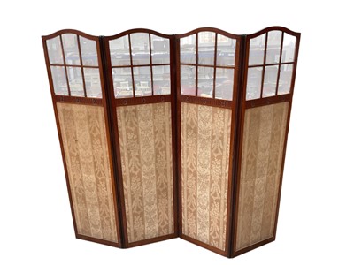 Lot 1514 - Edwardian walnut four fold full height screen