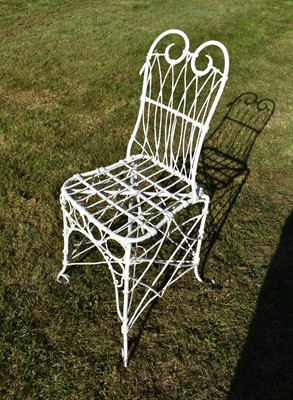 Lot 1423 - Victorian wire work iron garden chair
