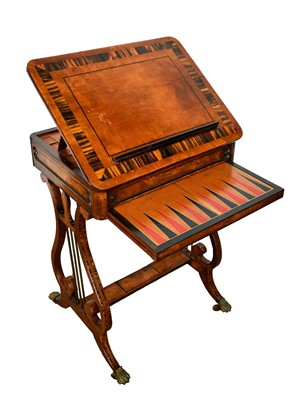 Lot 1399 - William IV rosewood and coromandel crossbanded lyre games table