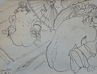 Lot 230 - Edward Piper (1938-1990) ink on paper - ‘Blue drawing’, signed and dated ‘83, Provenance: Beaux Arts, Bath