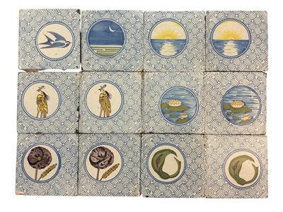 Lot 19 - Collection of twelve 19th century glazed tiles