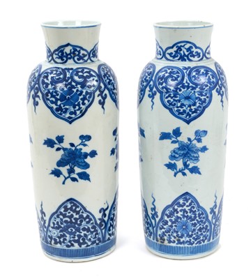 Lot 35 - Pair 19th century Chinese blue and white vases