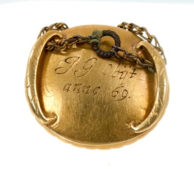 Lot 519 - Fine 17th century gold, enamel and hairwork memento mori slide