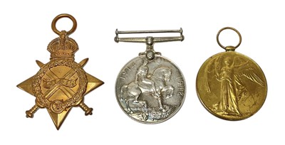 Lot 35 - First World War 1914 - 15 Star trio comprising 1914 - 15 Star named to Lieut. G. Birkett. L. Pool. R., War and Victory medals named to Capt. G. Birkett.