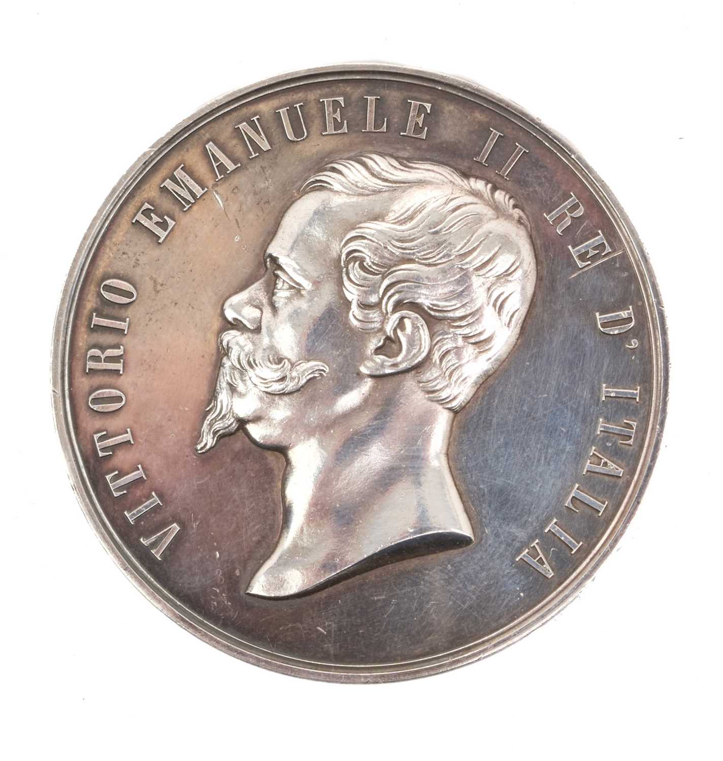 Lot 24 - Interesting 19th century Italian silver medal / medallion, with inscription dated 3rd February 1873, relating to the crew of the Ravenscliffe for their part in the rescue of the Maria Saletta.