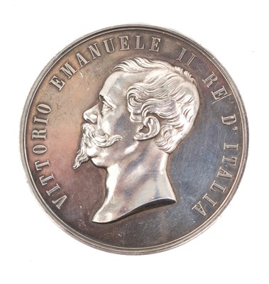 Lot 24 - Interesting 19th century Italian silver medal / medallion, with inscription dated 3rd February 1873, relating to the crew of the Ravenscliffe for their part in the rescue of the Maria Saletta.