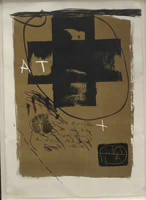 Lot 134 - Antoni Tapies (1923-2012) lithograph in colours - ‘Art 6’75’, 1975, signed stamped and numbered 129/150, 88cm x 64cm, in glazed frame