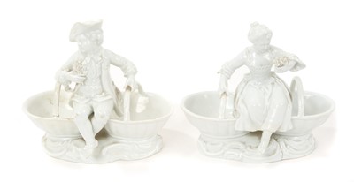 Lot 872 - Pair of Meissen double-sided salts