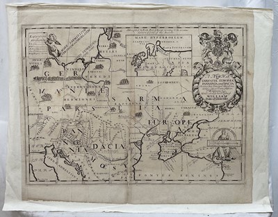 Lot 216 - Wells map of Eastern Europe, c.1700, “A New Map Of Sarmatia Europea Pannonia and Dacia”. By Edward Wells, 1667-1727. Laid to wove paper. The map 45x53.5cm. And one other 18th century nautical co...