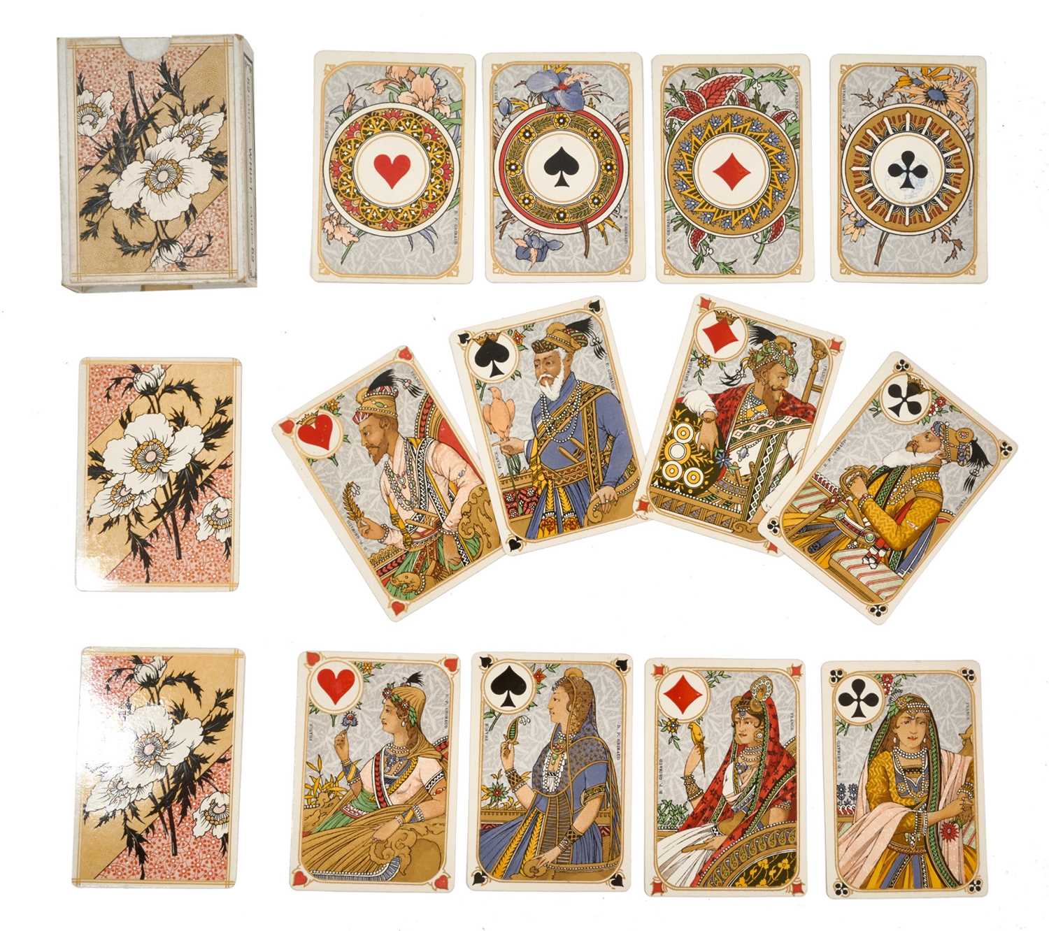 Lot 930 - Complete deck of 52 'Cartes Indiennes' Art Nouveau playing cards