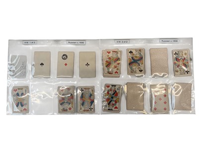 Lot 912 - Part deck of Russian French suited playing cards, circa 1830, 46/52 cards