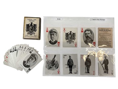 Lot 928 - Unusual deck of 40 playing cards and rules for 'Catch the Kaiser' by Valentine and Sons
