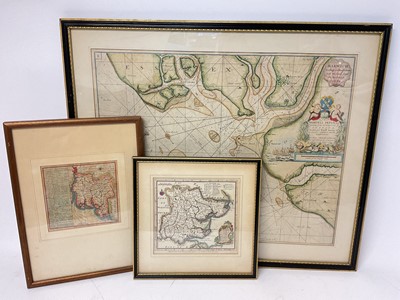 Lot 952 - Captain Greenville Collins - 18th century hand painted map - Harwich, and two others