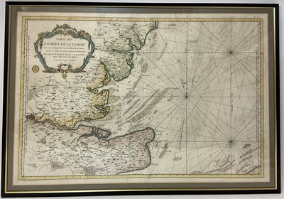 Lot 953 - S. Bellin - 18th century hand coloured map - Carte des Entrees de la Tamise, and another