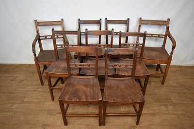 Lot 1424 - Matched set of nine early 19th century ash and beech Essex chairs