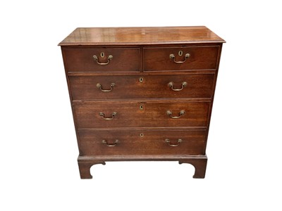 Lot 1467 - George III oak chest of two short over three long drawers, 98cm wide x 46cm deep x 109cm high