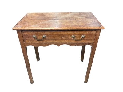 Lot 1469 - George III oak and fruitwood single drawer side table