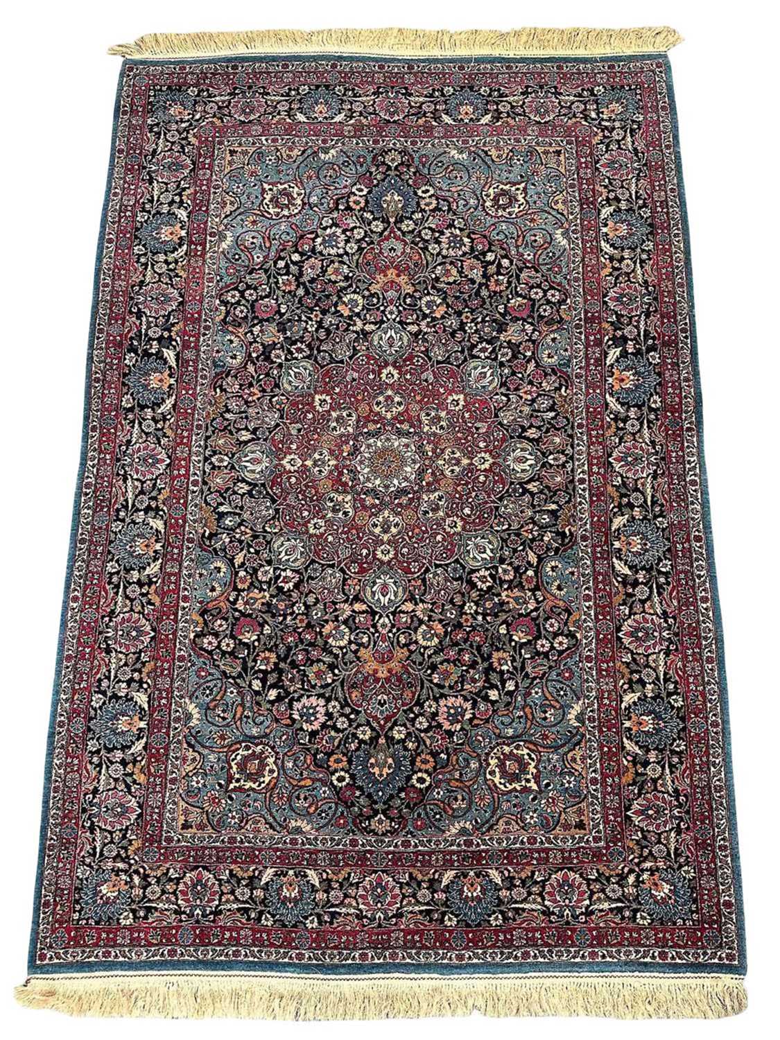 Lot 1477 - Fine Persian Kashan part silk rug