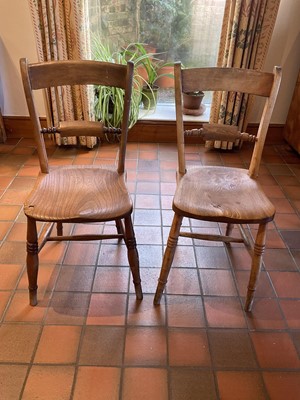 Lot 1472 - Set of six 19th century ash and elm dining chairs, and similar elbow...