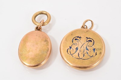 Lot 602 - Two Victorian yellow metal lockets