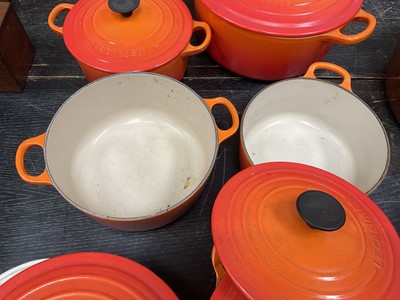 Lot 136 - Collection of Le Creuset pots and covers