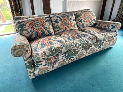 Lot 1477 - Good country house type settee, with Chinese dragon upholstery