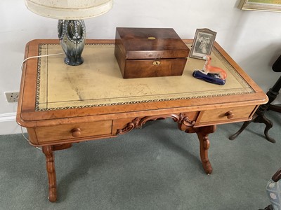 Lot 1252 - Satin walnut writing desk