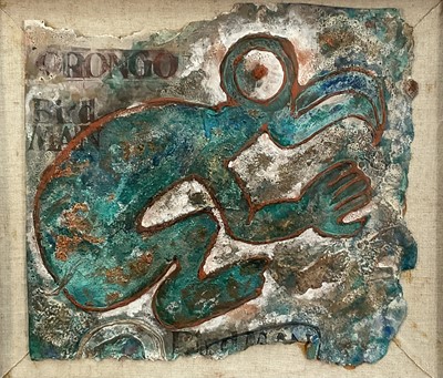 Lot 13 - 20th Century mixed media - Orongo, Bird man, 37cm x41cm, framed
