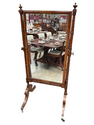 Lot 1491 - 19th century mahogany cheval mirror