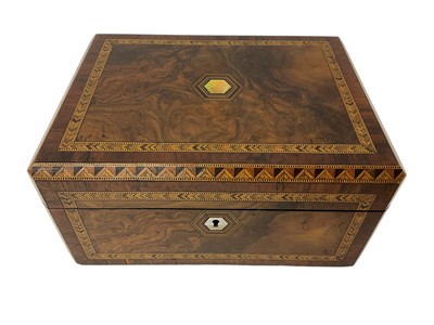 Lot 991 - Victorian walnut and Tunbridge ware writing slope
