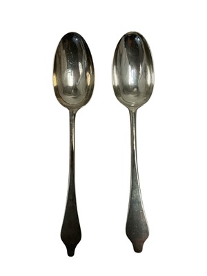 Lot 280 - Pair early 18th century Britannia Standard silver Dog Nose pattern table spoons