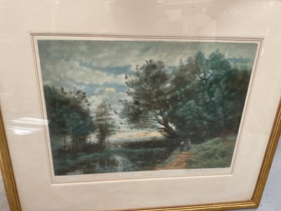 Lot 986 - After Jean Baptiste Camille Corot, set of four framed mezzotints by H. Scott Bridgwater, labels verso, 48cm x 34cm