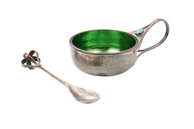 Lot 294 - Contemporary silver Guild of Handicraft silver porringer and spoon in the Arts & Crafts style