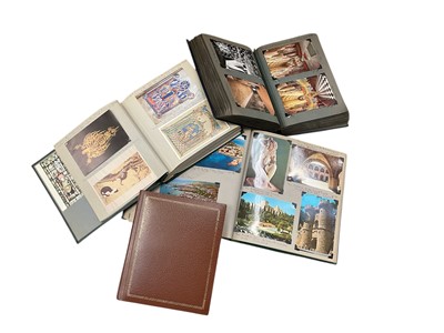Lot 62 - Box containing various postcard albums. / Group of assorted pictures to include Sir William Nicholson print of Lord Roberts, various signed etchings, an antique map, a watercolour of a chimpanzee and