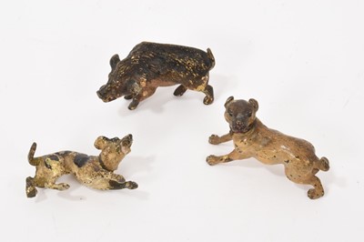 Lot 801 - Two late 19th / early 20th century Austrian cold painted bronze models of dogs