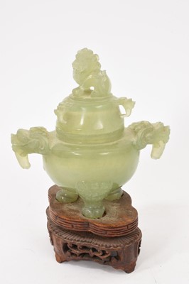 Lot 772 - Chinese carved green hardstone koro and cover