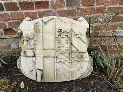Lot 1495 - 19th century carved stone coat of arms
