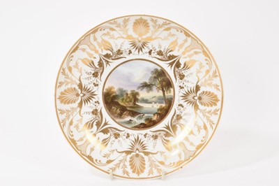 Lot 250 - Derby saucer dish, painted with a view ‘In Norfolk’, circa 1815