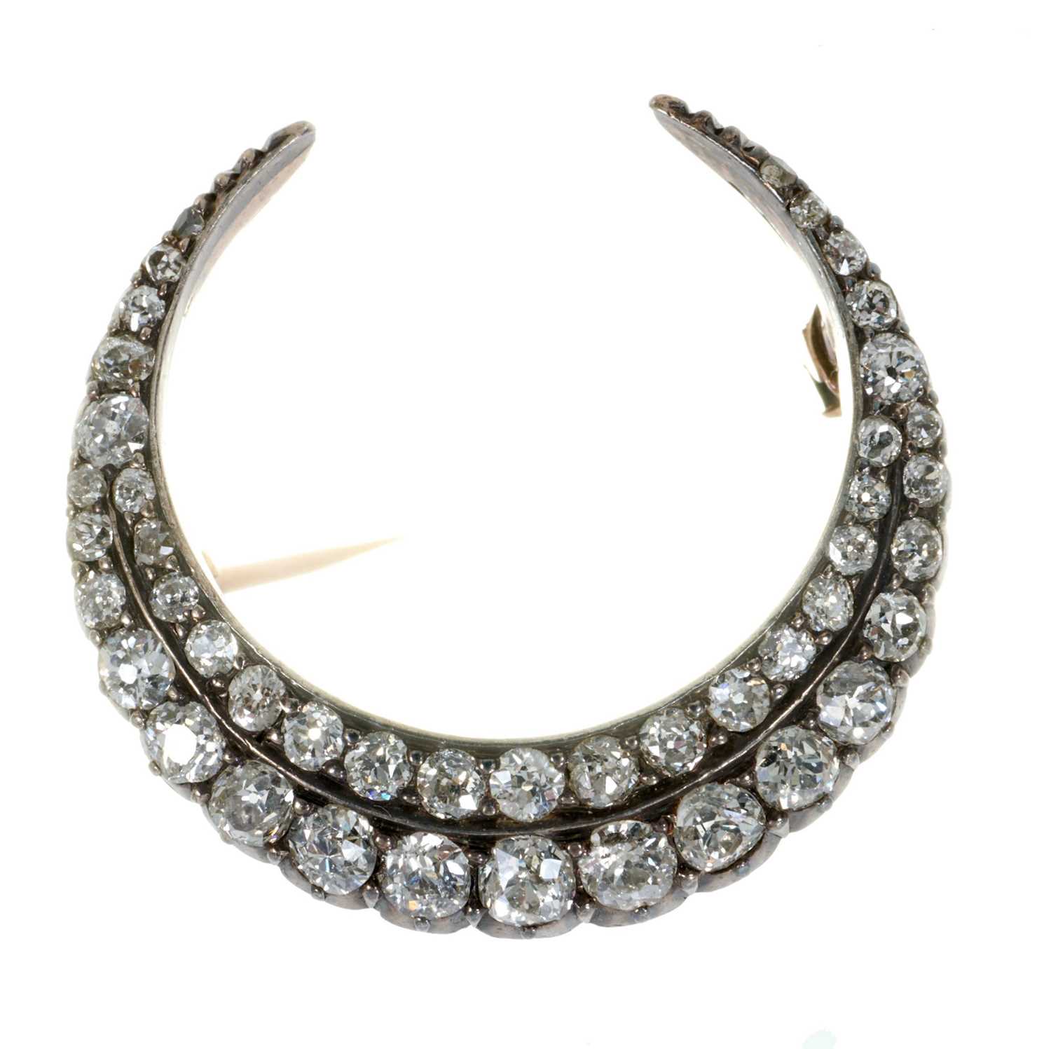 Lot 506 - Victorian diamond crescent brooch