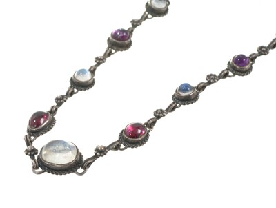 Lot 511 - Arts & Crafts silver and gem-set necklace