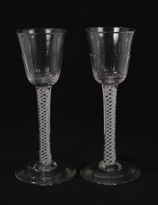 Lot 294 - Pair of 18th century cordial glasses