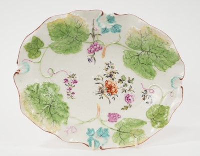 Lot 291 - Derby leaf moulded oval dish, circa 1758. Provenance; Weiss Collection