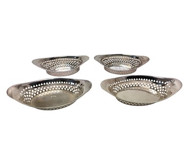 Lot 415 - Set of four silver navette form bon-bon dishes