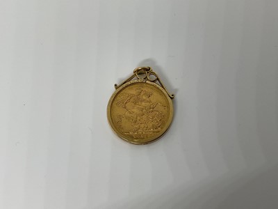 Lot 63 - Victorian gold full sovereign in gold pendant mount