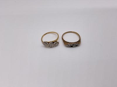 Lot 70 - Two antique diamond rings on 18ct gold shanks (stones missing)