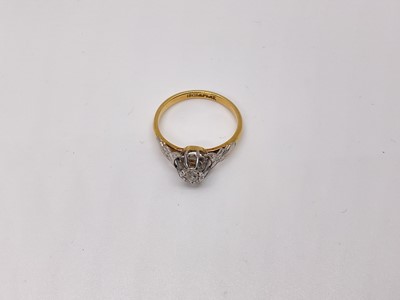 Lot 68 - 1920s diamond single stone ring with an old cut diamond in platinum setting on 18ct gold shank