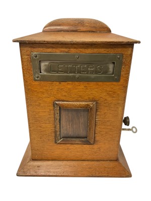 Lot 839 - Edwardian oak desk letter box with brass mounts